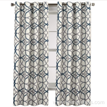 Geo Pattern Printed Grommet Curtain Drapes